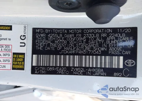 2021 Toyota Prius Prime Xle from USA, damaged, VIN JTDKAMFP4M3177043